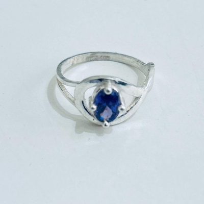 Silver Ring with Blue Diamond