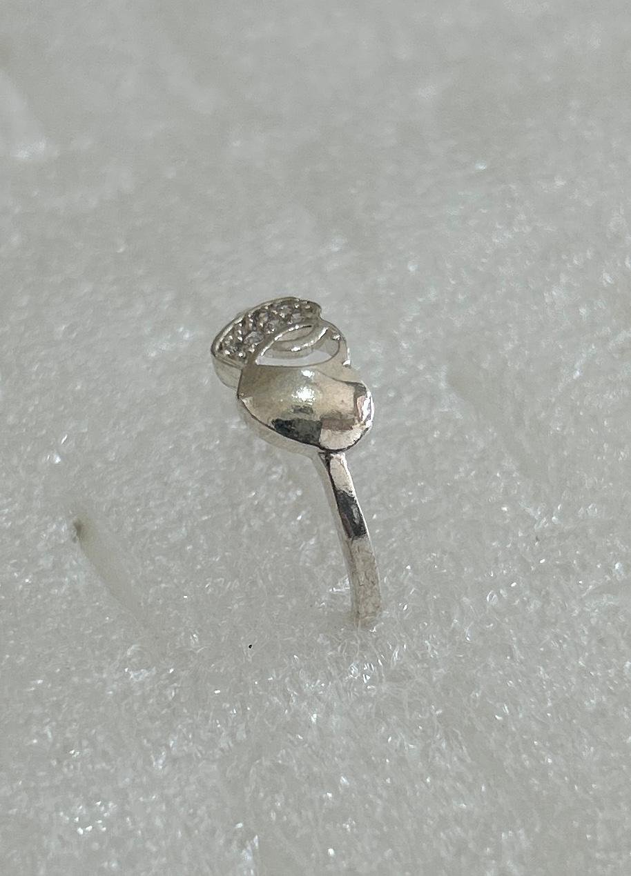 Silver-Toned Interlocking Double Heart Ring with CZ Accents | Minimalist Promise Ring for Her - Image 3