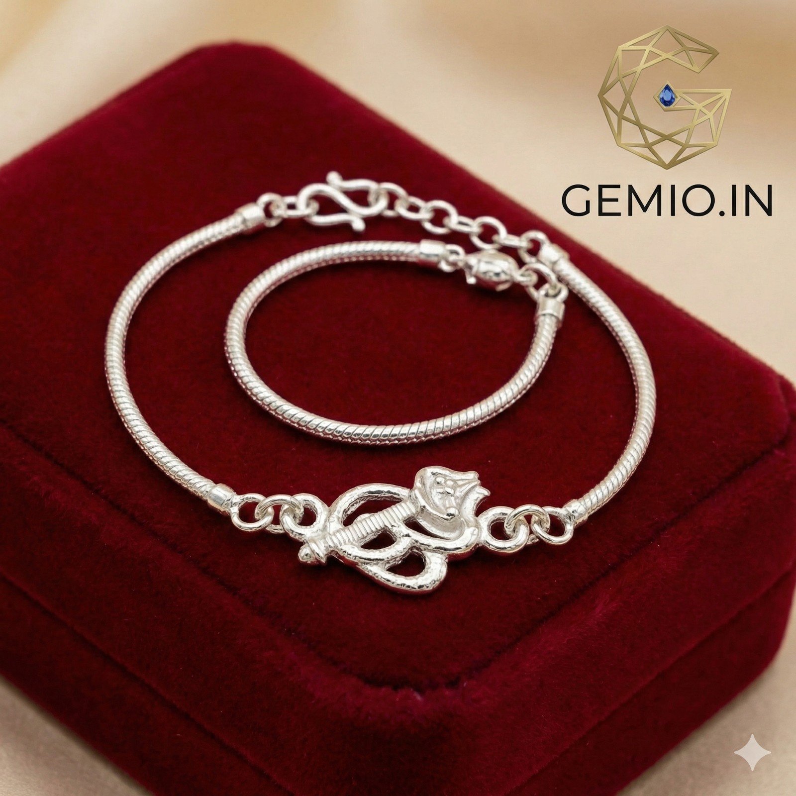 Sterling Silver Om Snake Chain Bracelet