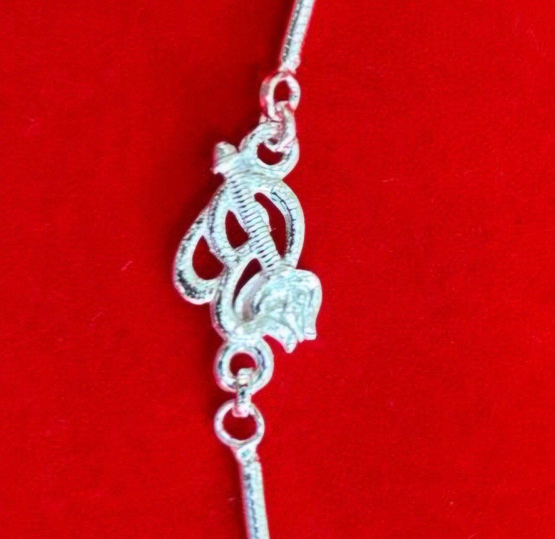 Sterling Silver Om Snake Chain Bracelet - Image 2